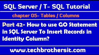 Use GO Statement in SQL Server To insert Records in Identity Column - SQL Server Tutorial Part 42