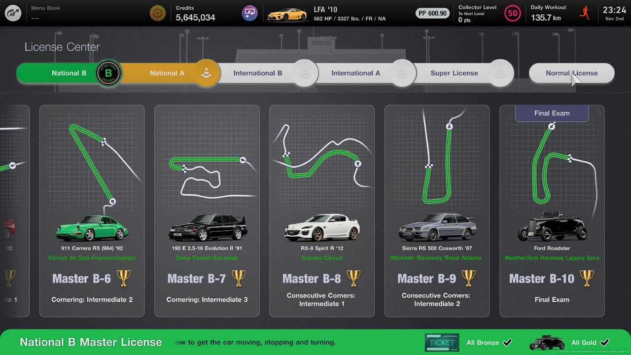 Gran Turismo 7 | License Center All Gold National B Master & Reward ...