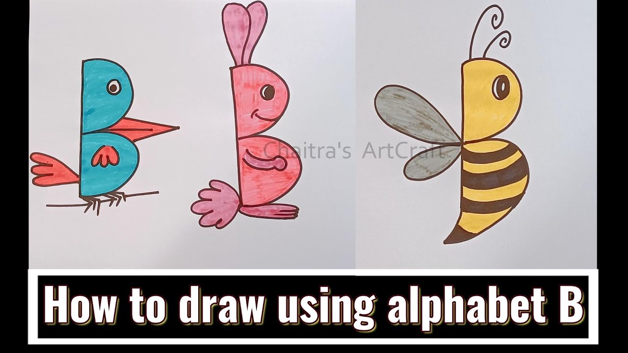 How To Draw With Alphabet B |Alphabet Drawing | Drawing For Kids| How ...