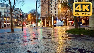 Lisbon morning stroll in the rain - (4K) HDR (Portugal)