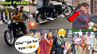 Three Bullet Loud Exhaust Public Reactions 🙉 | Cute Girl Angry Ho Gayi 😤 | Bullet Seized By Police