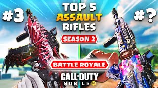 Top 5 BEST Assault Rifles In SEASON 2 Battle Royale | COD Mobile | Best AR Gunsmith Loadouts For BR