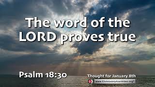 Thought for January 8th  'The word of the LORD proves true ' Psalm 18:30