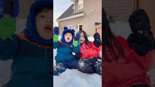 Dad’s snow prank on kids 😱🤣👧🏻❤️👶🏻