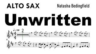 Unwritten Alto Sax Sheet Music Backing Track Partitura Natasha Bedingfield