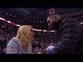 drake gives doris burke a kiss on the cheek at celtics vs. raptors espn