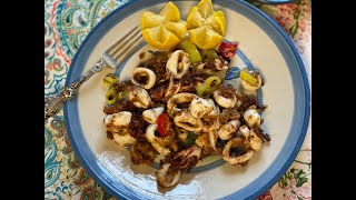 Pan Fried Fresh Calamari and Hot Peppers | Authentic Squid Recipe