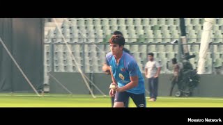Arjun Tendulkar bowls to Indian Captain Virat Kohli