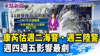 康芮估週二海警、週三陸警 週四週五影響最劇【重點新聞】-20241028