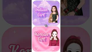 💞Indian🌈 girl vs Korean💗 girl⚡ hairstyle💥/gown🎊/necklace📿/watch⏰etc.. #shirts #subscribe #cute
