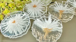 Gorgeous White and Gold 3D Flower Resin Coasters (Resin Art Tutorial)