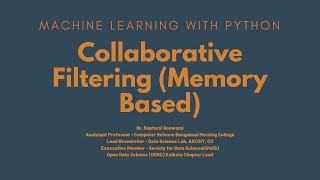 Collaborative Filtering (Memory Based)