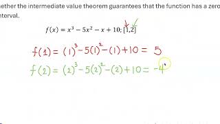 NOL MTH 161 (Module 2) Review Topic - Section 2.2 Topic 1: Intermediate Value Theorem