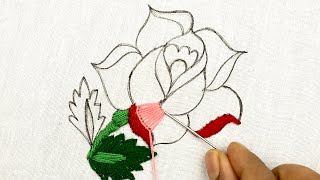 gorgeous Rose Flower embroidery design with easy stitches - hand embroidery Rose - Rose Embroidery