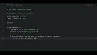 python code for LOGIN SYSTEM using if else statement.
