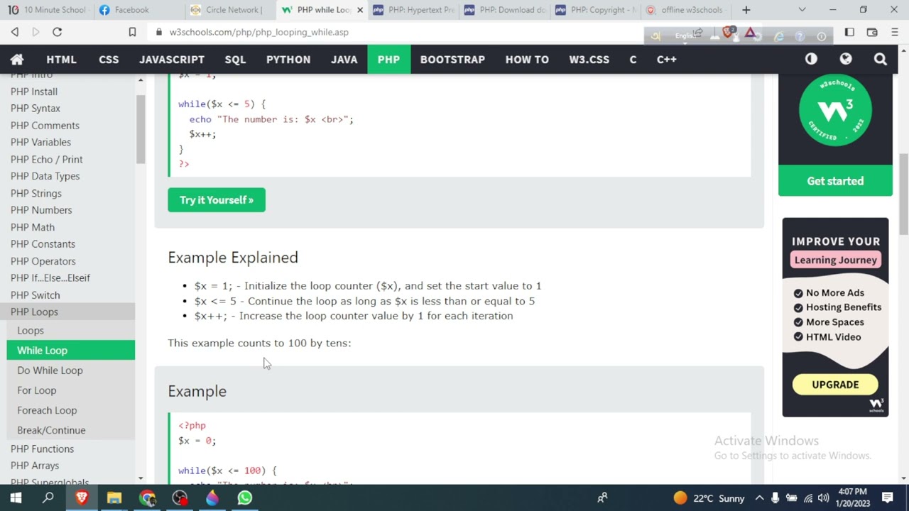 PHP While Loop In W3schools - YouTube