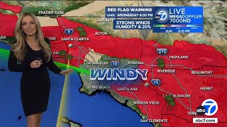 SoCal fire danger remains as red flag warning issued through Wednesday