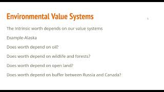 Topic 1 1 Environmental Value Systems
