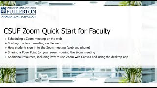 CSUF Zoom Faculty Quick Start