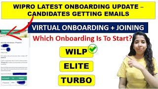 Wipro Latest Onboarding Email | Good News Onboarding Starts | Wipro WILP  | For Elite, Turbo?