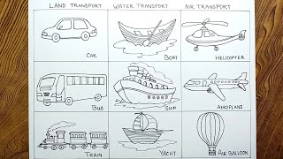How to draw vehicle step by step/ Transportation drawing/ Very easy