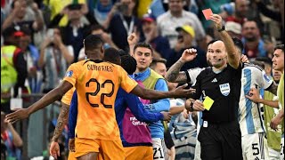 Red Card to Denzel Dumfries - Argentina Vs Netherlands players fight in FIFA World Cup Qatar
