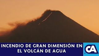 Varias instituciones laboran para extinguir incendio en volcán de Agua