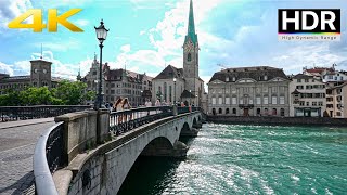 Day Walk in Zurich, Switzerland【4K HDR 】