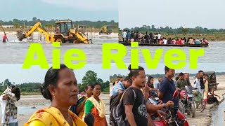 Bamboo bridge construction starts every year in this season on Aie river, Bengtol Chirang