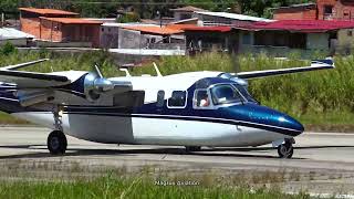 [4K] Rockwell 690B Turbo Commander TAXI AND TAKEOFF l Check this amazing turbo prop sound!!