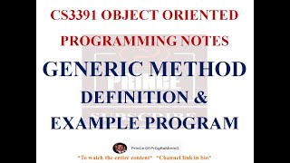 GENERIC METHODS IN JAVA NOTES | CS3391 OBJECT ORIENTED PROGRAMMING NOTES | 2021 REGULATION CSE