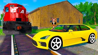 Railway Crossing Trains vs Cars Crashes   BeamNG drive Gameplay