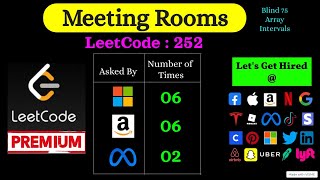 Leetcode Premium - Intervals Interview Question @ Amazon, Google, Meta, Microsoft-Meeting Rooms: 252