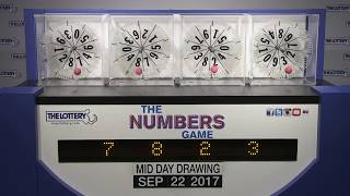 Midday Numbers Game Drawing: Friday, September 22, 2017