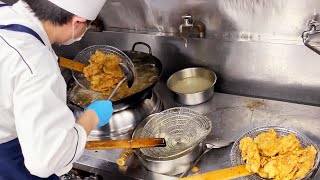 ２２人分の油淋鶏を一気に作る調理動画【まかない】’YOU LIN JI’ Fried Chicken with Sweet Vinegar and Soy Sauce for 22 people