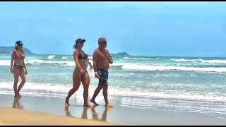 Praia das Pitangueiras, Guarujá, Sábado de praia cheia 🏝️🥵