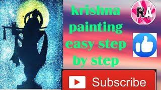 krishna step by step drawing.paintings for beginners step by step.black painting colour kaise banaye