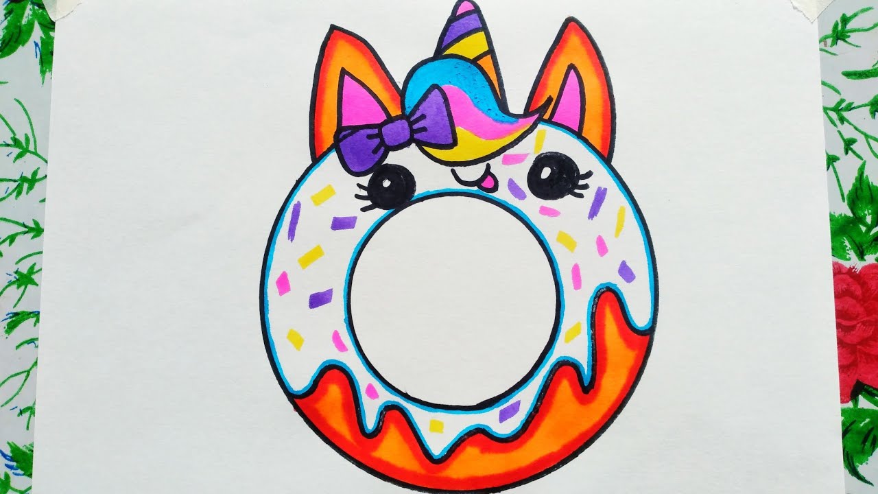 How To Draw A Cute Unicorn Doughnut - YouTube