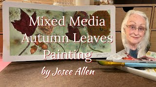 Mixed Media Autumn Leaves Painting with Gouache Brusho and Ink Pen