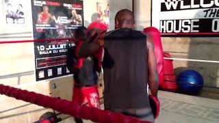 Barbra Banda during training with her Coach in the earlier years of your boxing Career