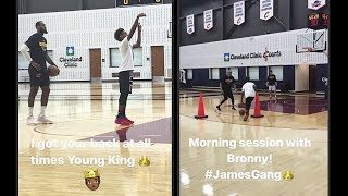 LeBron James Jr. & His Dad Putting In Work Together At Cavaliers Practice