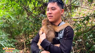 Dad is happy to find monkey Kaka lost in the forest