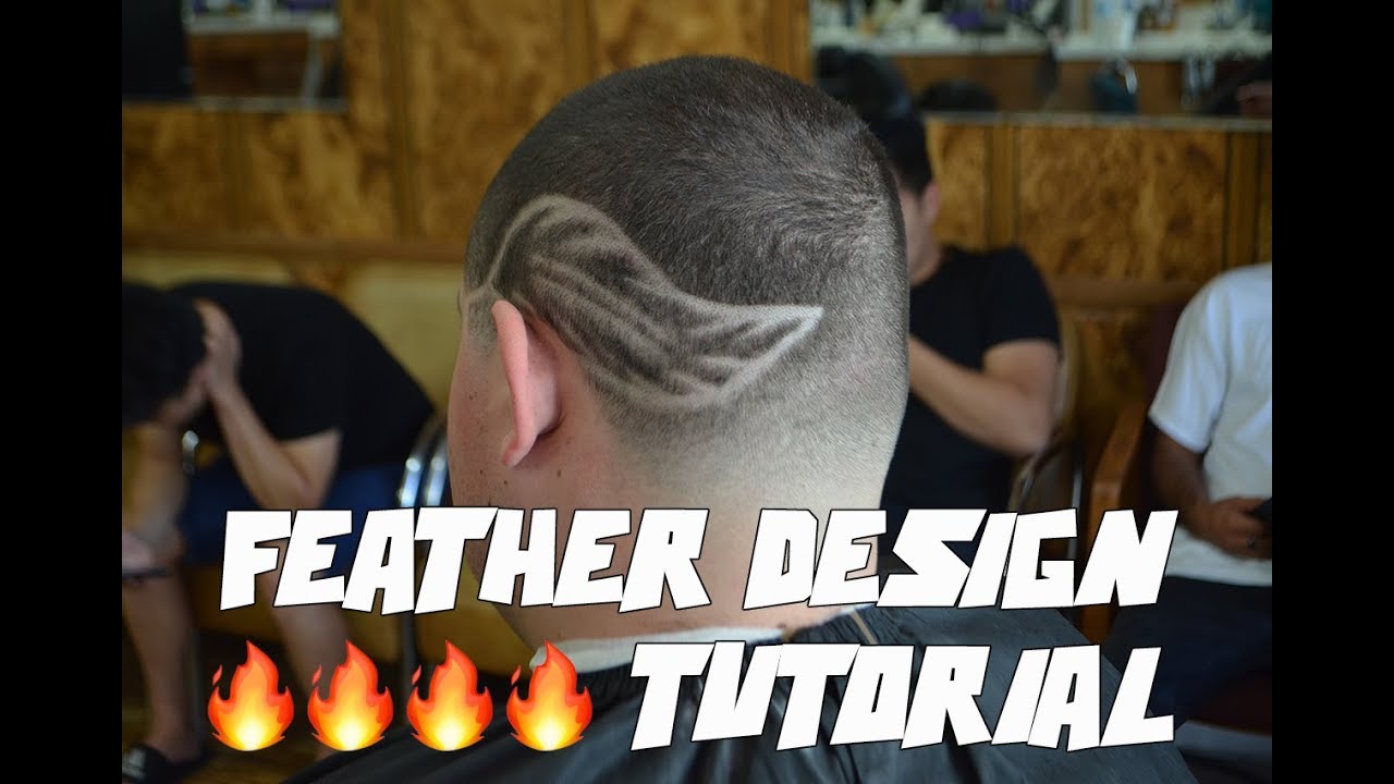 Haircut Tutorial Feather Design Youtube