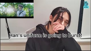 [ENG SUBS] STRAY KIDS HYUNJIN REACTION TO GONE AWAY BY HAN, SEUNGMIN, I.N (HYUNJIN FIRST SOLO VLIVE)