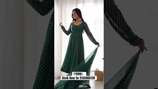 Green Leheriya Anarkali For Just ₹1999/- Book Now On 9136960120