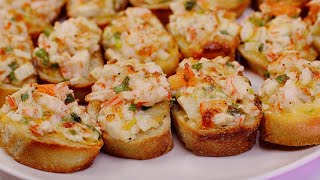 Shrimp & Imitation Crab Toast, Best Appetizer for Parties!