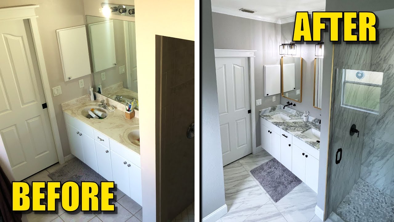 Complete Master Bathroom Remodel Time Lapse DIY Start To Finish - YouTube