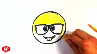 How to Draw Nerd Emoji - Cute Drawings - Easy Pictures to Draw