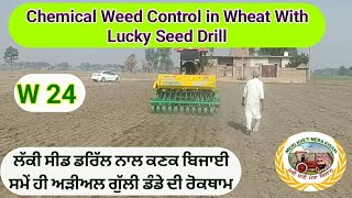 Wheat Chemical weed control with Lucky Seed Drill (ਲੱਕੀ ਸੀਡ ਡਰਿੱਲ ਨਾਲ ਕਣਕ ਚ ਨਦੀਨ ਪ੍ਬੰਧਨ) Shergill