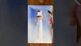 Let’s paint a lighthouse in watercolour ✨🎨⚓️ #watercolor #watercolourist #looselandscape